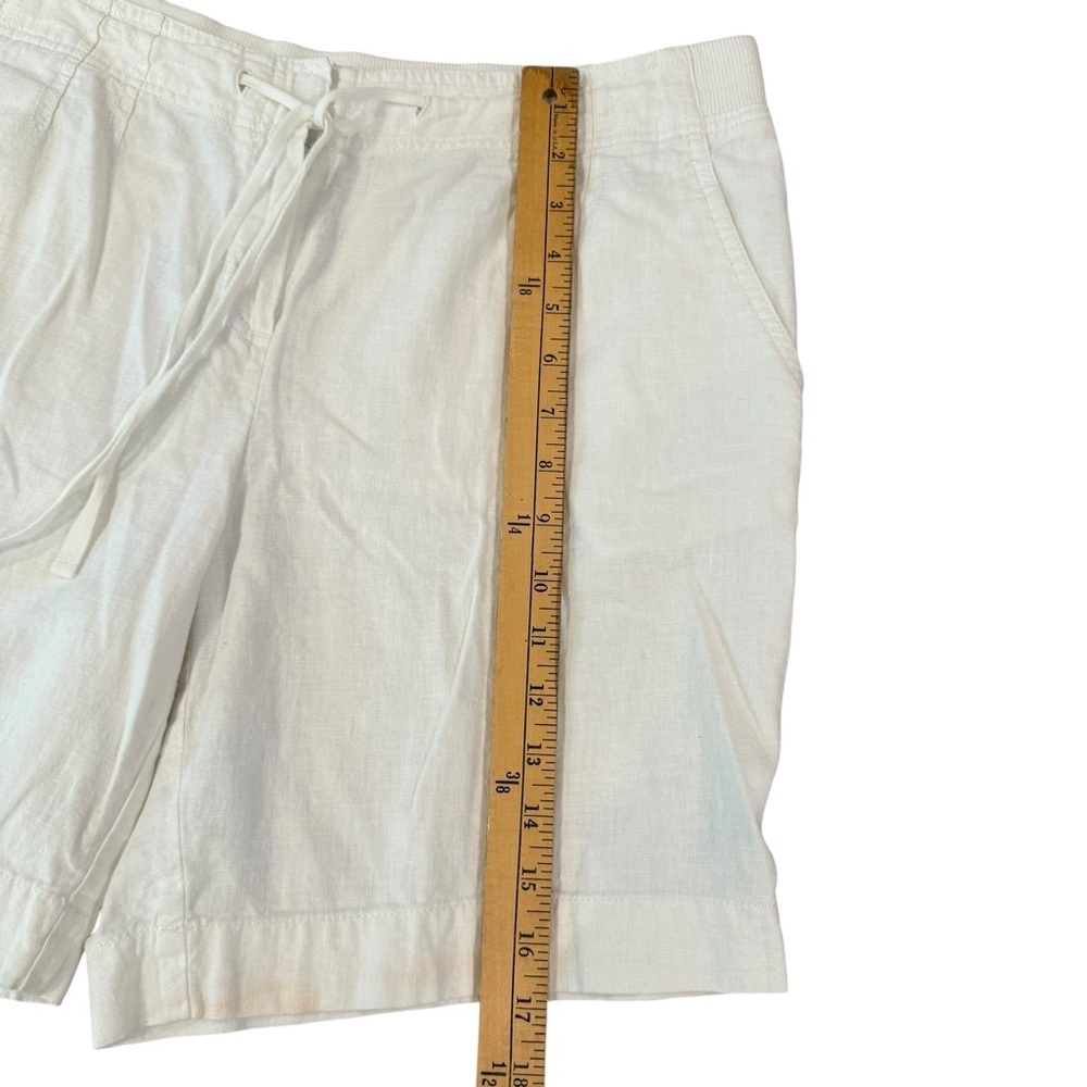 J Jill White Linen Blend Shorts Casual Style Size 10 - Picture 7 of 9